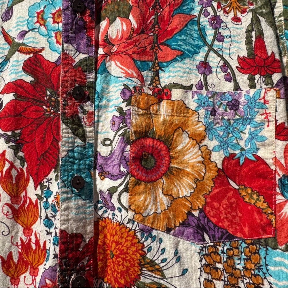 Raga Man Men’s Floral Batik Tropical Short Sleeve Button Up Size SM - Picture 6 of 9
